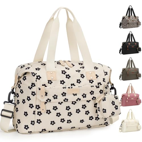 Image of Pritent Diaper Bag Tote - Diaper Baby Bags with Pacifier Case, Shoulder Straps, Stroller Clips, Waterproof Large Mommy Maternity Travel Baby Bag for Mom and Dad, Black flower, Medium