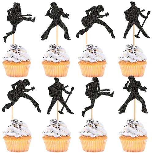 24 Pcs Rock Band Cupcake Toppers Band Cupcake Picks Rock Pop Music Theme Cupcake Picks Music Concert Theme Birthday Party Decorations Supplies