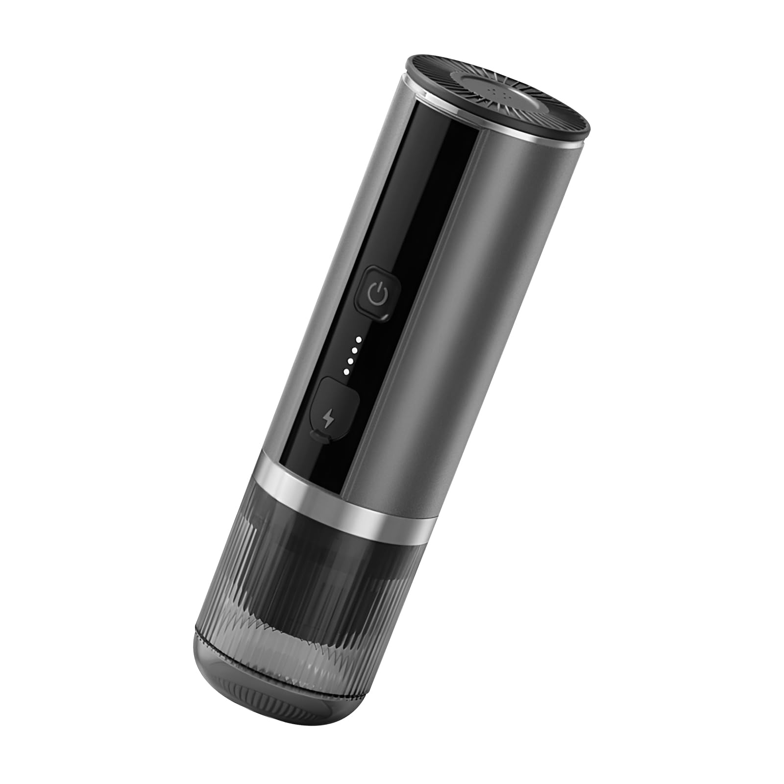 Macchina per espresso portatile, piccola, a batteria, USB-C, macchina per espresso | 20 bar, riscaldamento 4 min, 5 tazze, capsule e polvere, per ufficio, campeggio, grigio