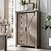 T4tream 5 drawers dresser for bedroom wsliding barn door farmhouse modern tall dresser 5 chest of drawers storage organizer dresser for bedroom hallway living room kids room light rustic oak  urban country home decor