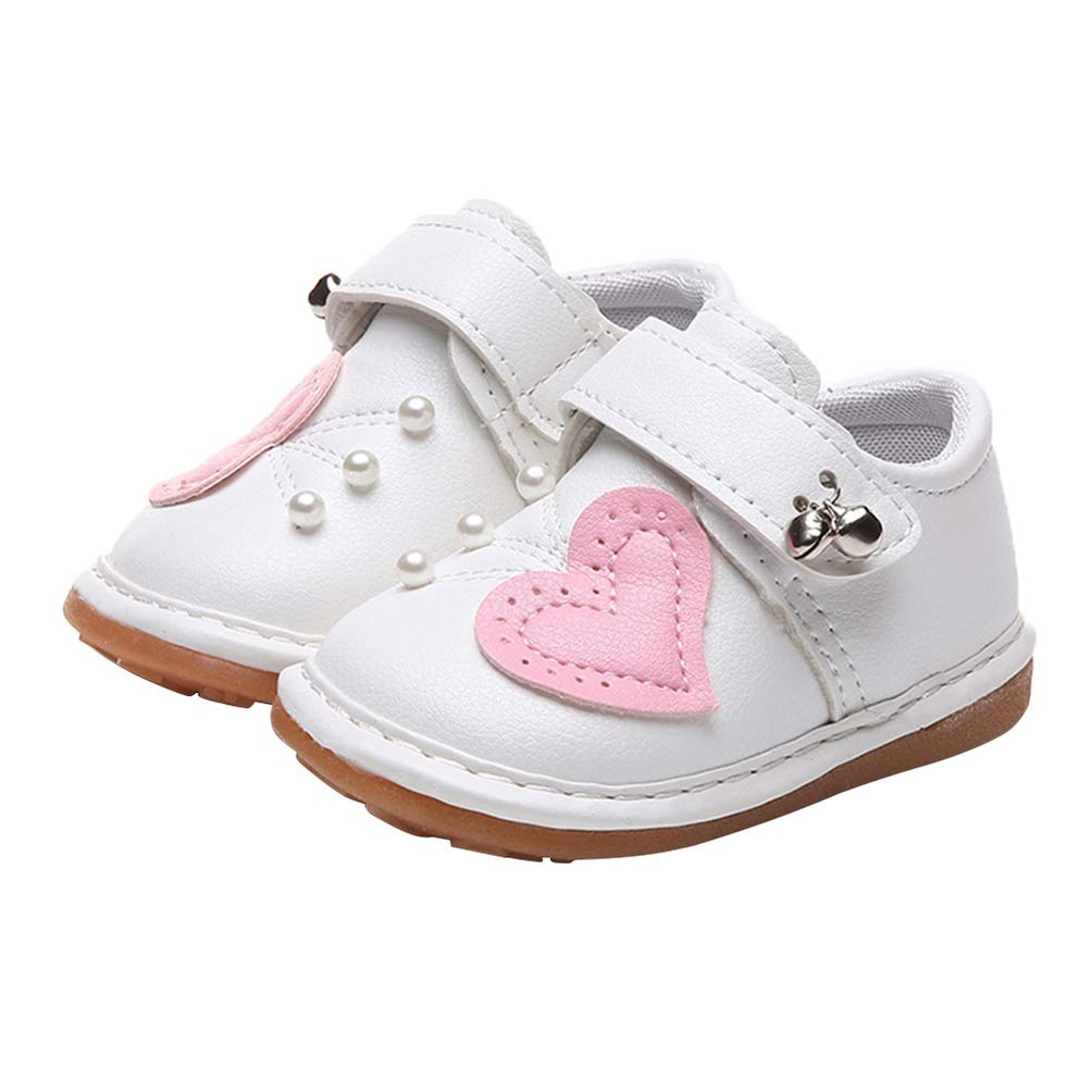 Baby Girls Shoes Soft Sole Heart Shoes with Bell Anti Slip Breathable Sneakers for Spring Autumn Indoor Outdoor Learning to Walk