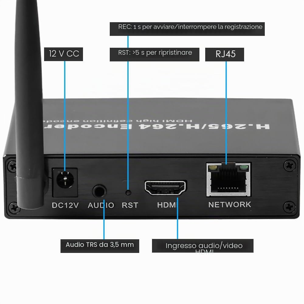 EXVIST H.265 1080P WiFi HDMI Video Encoder W/SD Card Slot Max. 128G DDNS HTTP RTMP RTSP TS UDP Compatible with ONV/HK per IPTV Live Streaming su YouTube Facebook Vimeo ecc.