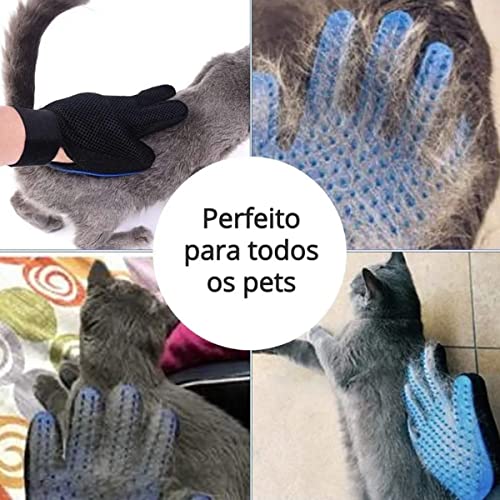 Luva Escova Tira Pelos Cães e Gatos Nano Magnética - Azul - Borracha - Moderno - Desconhecido