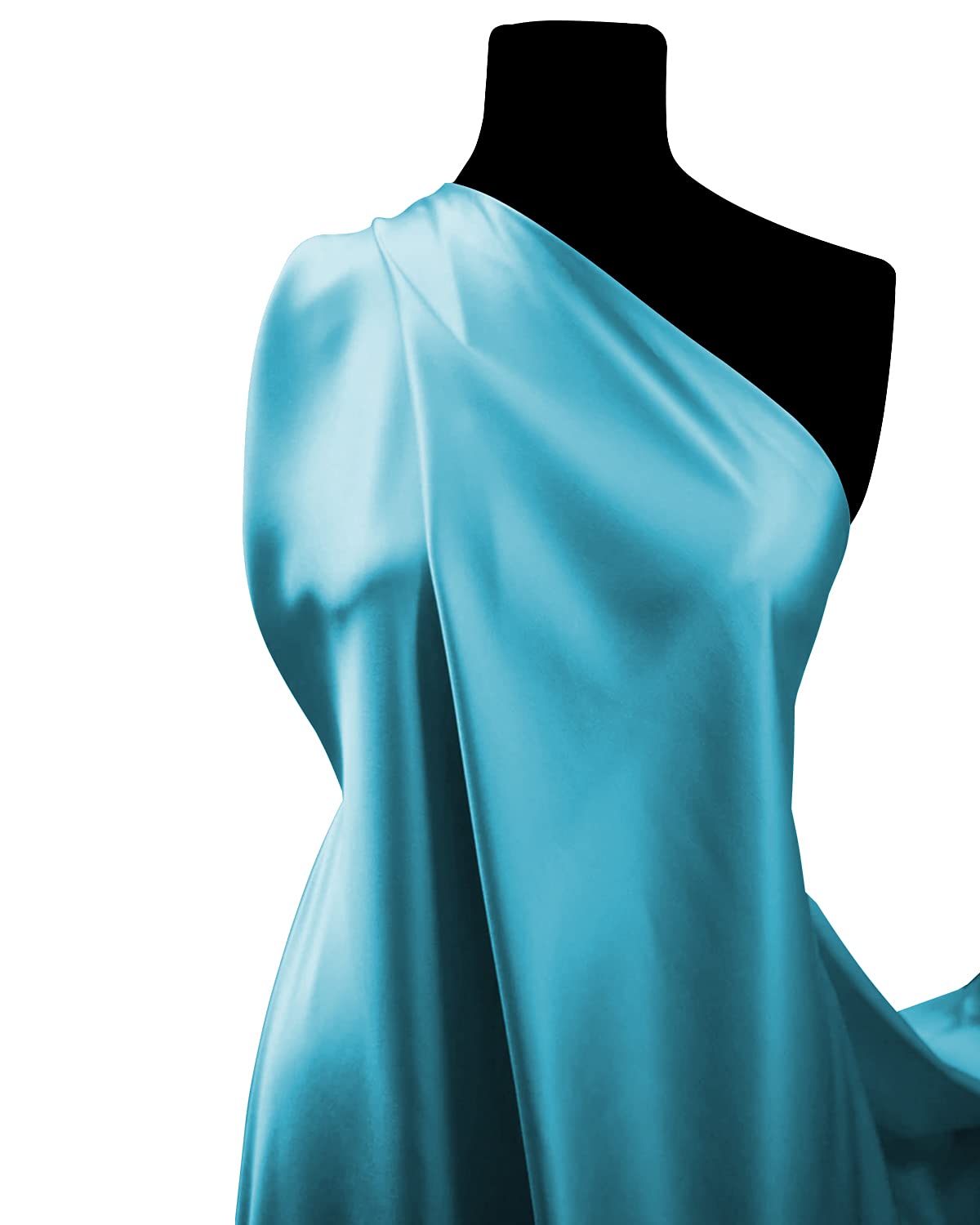 Plain Budget Satin Silky Fabric Lightweight Dress Material - Dress Fabric, Bridal Use, Costumes, Crafting, Draping, Decoration & Swagging l 60" - 150cm Wide | Sold by The Metre (Aqua, 1 Metre)