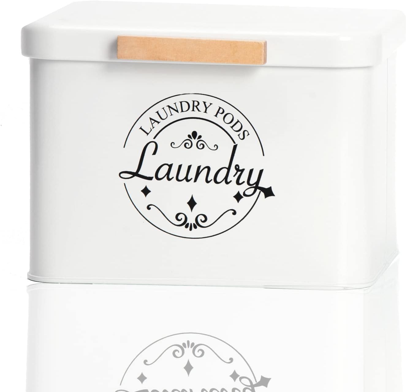 Laundry pods holder with hinged lid for efficient organization