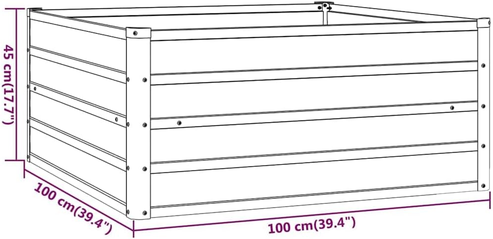 vidaXL Garden Raised Bed Flower Box Planter Pot corten Steel - 39.4"x39.4"x17.7" - Durable y Finish for Balcony Patio Garden