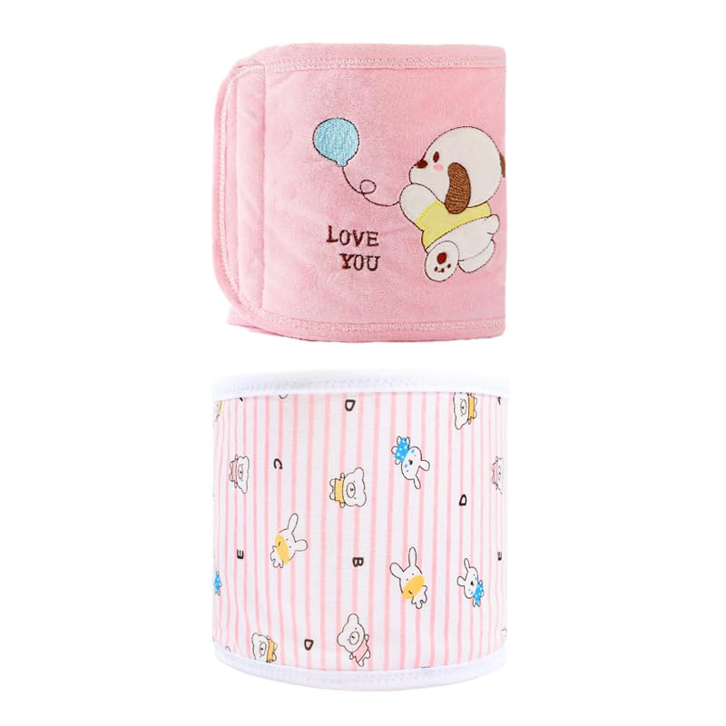 JZS Cartoon Cotton Baby Infant Umbilical Cord Belly Band Baby Belly Protector Soft Newborn Navel Belt for 0-12 Months Babies 2 Styles(Pink)