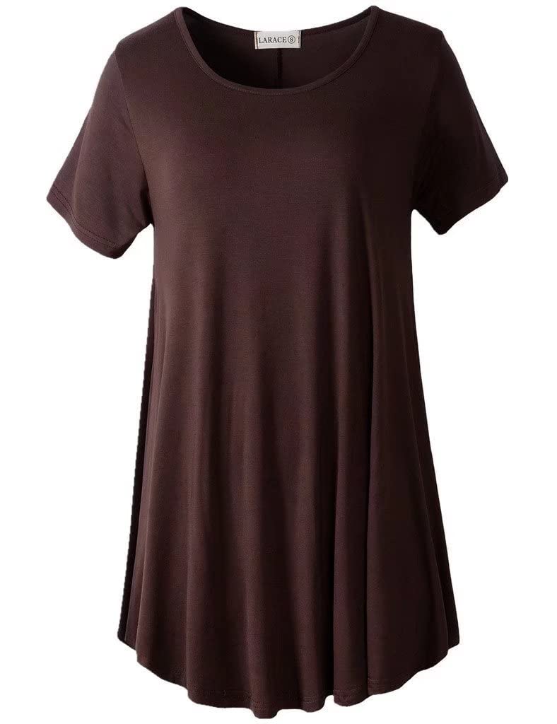 LARACE Plus Size Tops for Women Short Sleeve Shirts Casual Summer Clothes Round Neck Tunics for Leggings
