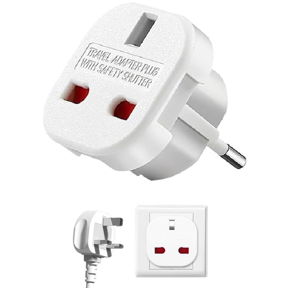 TECHZOCO Adattatore da spina UK a Europeo, 220-240 V, Bianco