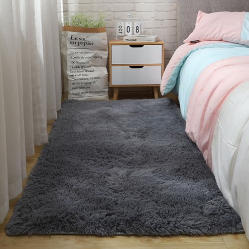 Tapis de salon moelleux de grande taille 122 x 240 cm design gris - 8