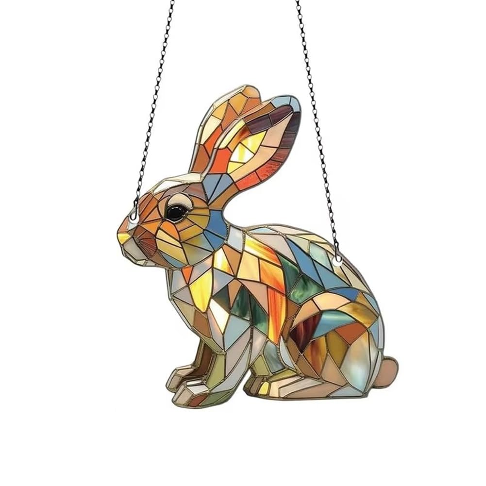 CTRLZS Easter Flat Bunny Decor Easter Bunny Ornament in Acrylic Spring Season Decor Indoor Outdoor Sunlight Catching Art