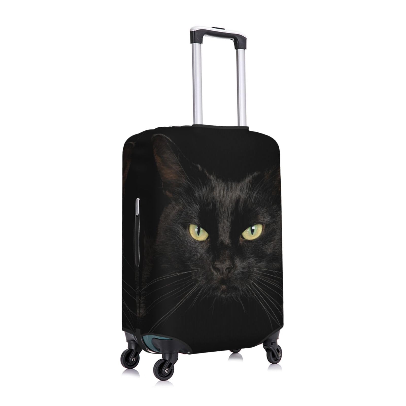 Cool Black Cat con gli occhi verdi copertura per bagagli elastico lavabile elasticizzato valigia da viaggio protezione antigraffio per bambini e adulti, Gatto, M, Per uso