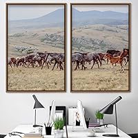 2 Piece Framed Canvas Wall Art Gallop Canvas Prints Home Artwork Decoration for Living Room,Bedroom - 16