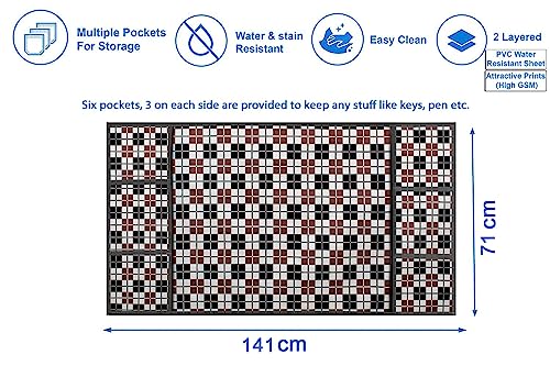 Image of Stylista Refridgerator top Cover Suitable for Samsung RS76CG8003S9HL, 653 Liter Fridge, Dimension (WXD) 71x141 CM, Checkered Pattern Grey