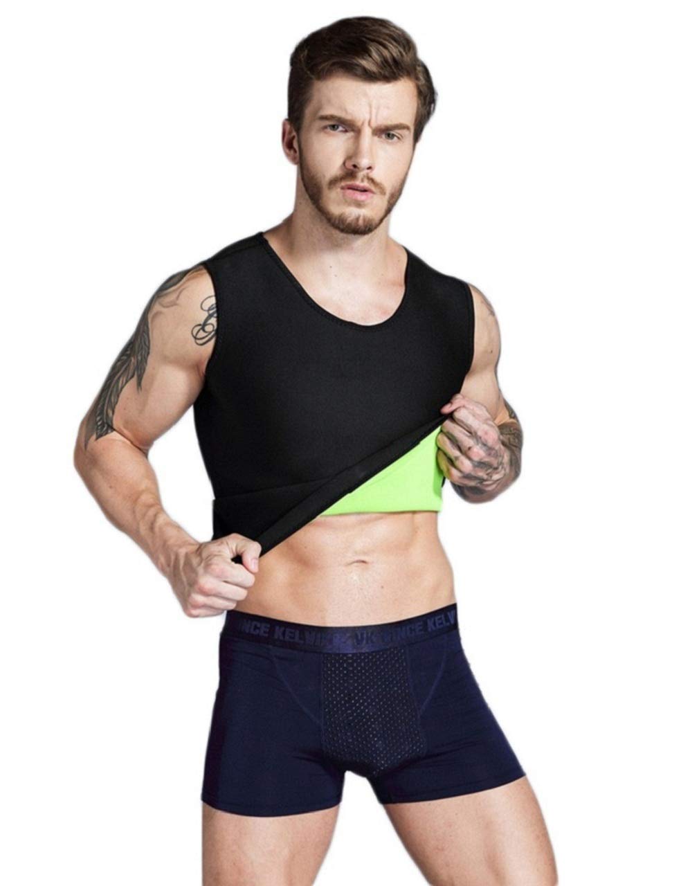 Hot Mens Body Building Sauna Tank Top Fat Burning Workout Sweat Vest to Lose Weight