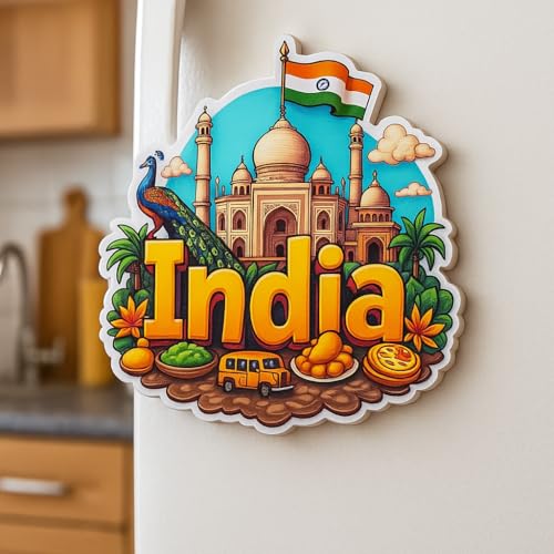 Image of Naxon India Fridge Magnet Souvenir | Decorative Kitchen & Home Decor | Travel Collectible Gift | Indian Culture Souvenir for Friends & Family | Strong Magnetic Fridge Sticker | Pack of 1