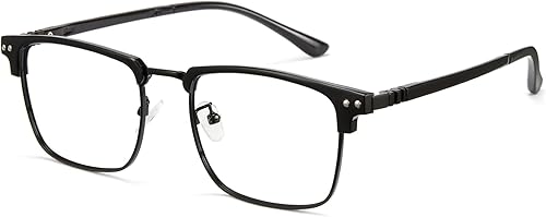 Cyxus Gafas de bloqueo de luz azul para hombre, gafas de juegos de computadora sin montura para juegos, gafas cuadradas de moda para hombres 8133