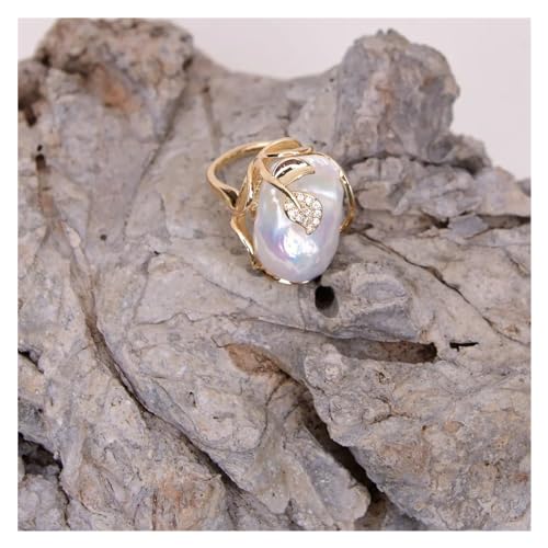 Anillo de perlas barrocas naturales de 18x23mm en plata 4