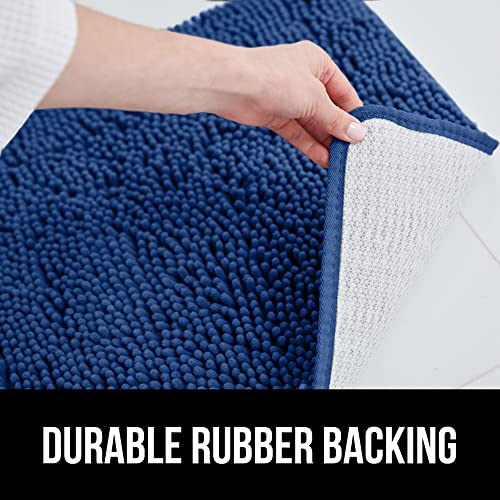 Image of Gorilla Grip Original Shaggy Chenille Square U-Shape Contoured Mat for Base of Toilet, 22.5x19.5 Size, Machine Wash and Dry, Soft Plush Absorbent Contour Carpet Mats for Bathroom Toilets, Royal Blue