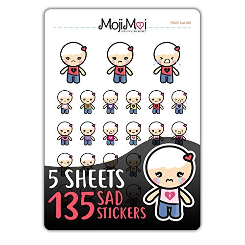 Sad-Theme Stickers for Life Planner, Erin Condren Planner Stickers - Mood Stickers, Happy Planner, Cute Stickers, kawaii Stickers, Eclp Stickers, Kikki Stickers, MojiMoi