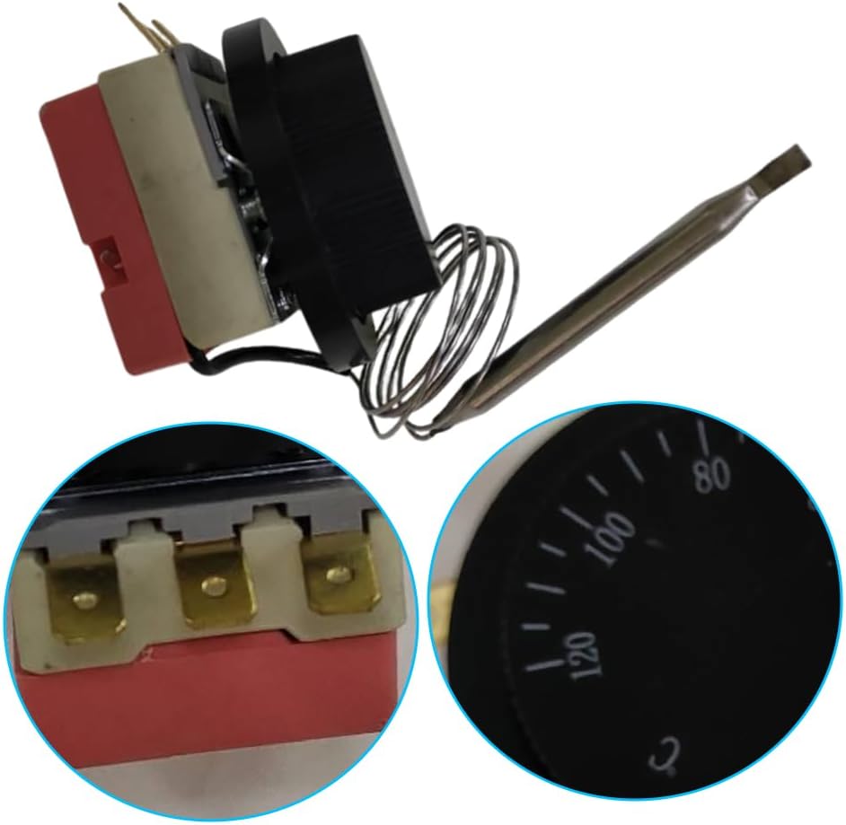 Universal Capillary Thermostat Cooling Radiator, TS-120SR Fan Control Switch Tempeure Controller Adjustable 0-120°C Heating/Cooling Universal Capillary Thermostat Cooling Radiator