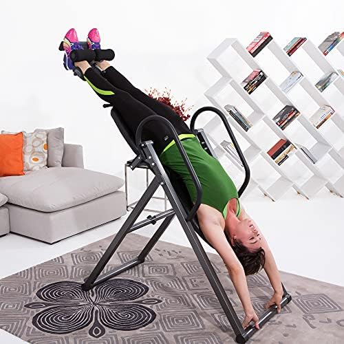 Fitness Reality Unisex Adult 790XLT High Endurance Inversion Table with Lower Back Cushion/Full Vertical Inversion - Red, N/A