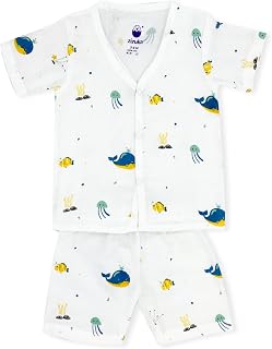 Zizuka Unisex Baby Clothes Set for Boys and Girls- 100% Cotton Muslin Jabla Top & Shorts Co ord Set | Soft Half Sleeve Out... Price In India