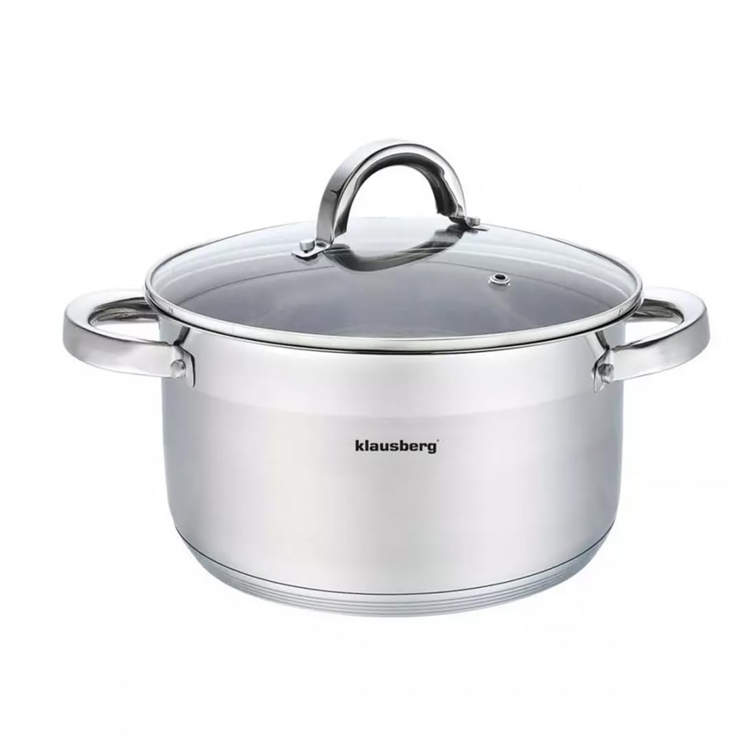 Casseruola di alta qualità con coperchio, 6 litri, 24 x 15 cm, in acciaio inox