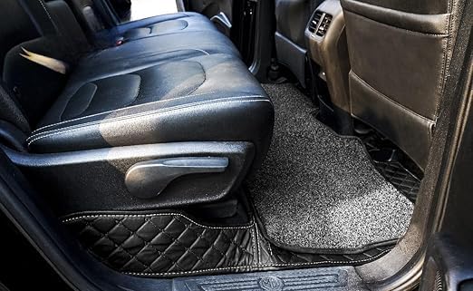 Image of Auto Ride 7D Luxury Car Mats for Mg Hector Plus (7 Seater)| Ultra-Premium PU Leather | Waterproof, Dustproof & Anti-Slip | Custom Fit All-Weather Floor Mats | Color : Full Black