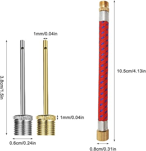 Miniatura 2 de Paquete de 20 agujas de inflado de bomba de bola, aguja de bomba de aire de acero inoxidable, con una manguera adaptadora de aguja, aguja de bomba