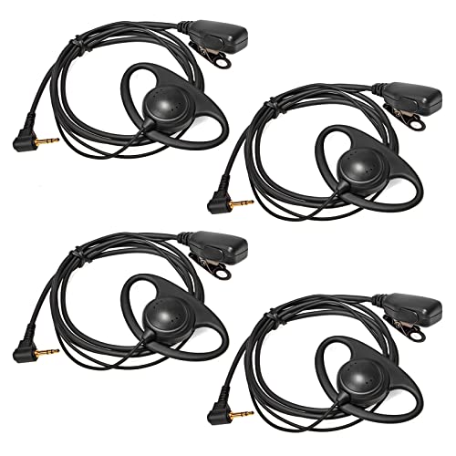 HYSHIKRA Oreillette de Talkie-walkie 1 Broche 2,5 mm Compatible avec Motorola TLKR T92 H2O T60 T80 T82 Extreme, Casque en Forme de D avec Micro (4 pièces)