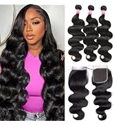 12A Body Wave Bundles With Closure Human Hair Body Wave Human Hair Bundles 16 18 20+14 Inches 100...