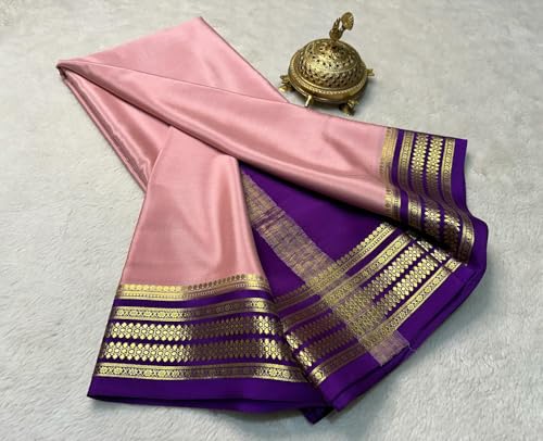 Image of Shree Silk Mills Cerep Silk Weddings Attractive Women's With Zari Border Saree and Special Occasions,Elegant Handwoven Traditional Saree