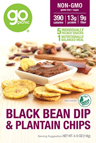 GoPicnic Ready-To-Eat Meals Black Bean Dip and Plantain Chips 4.13 Ounce