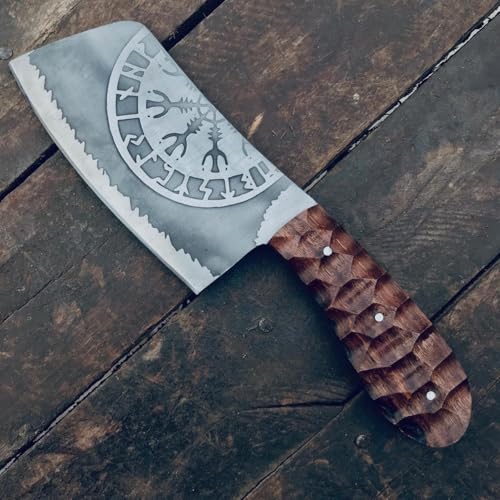 MDM King Tools] Pair Of Viking Knife - Fixed Blade Knives, Bowie/Hunting/Camping Blade, D2 Steel Blade With Leather Sheath Prop Tools, Birthday Gift For Him (TokaK)