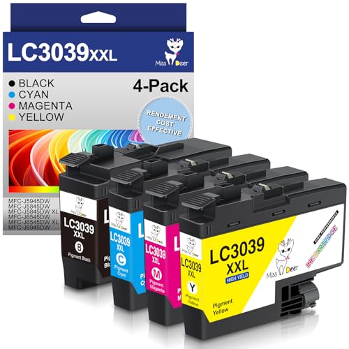 Image of Miss Deer LC3039 BK /C /M /Y Ink Cartridges,Compatible Replacement for Brother LC3039 XXL LC-3039BK,Work for Brother MFC-J5945DW MFC-J6945DW MFC-J5845DW MFC-J6545DW,4 Pack