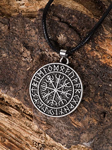 HAQUIL Viking Necklace, Runic Compass Vegvisir Pendant, Norse Jewelry Gift for Men4