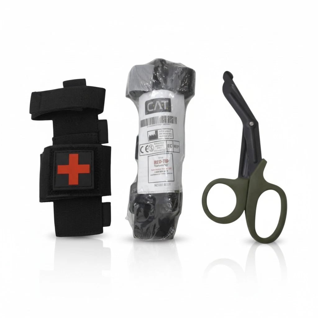 CAT Gen 7 Tourniquet Kit with Medical Scissors & Tactical Pouch | Emergency First Aid Tourniquet Set | MOLLE Medical Holder for Outdoor Field Gear Training Equipment