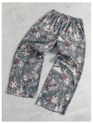 COZYEASE Men's Vintage Graphic Elastic Waist Pants Elastic Waist Camo Print Long Trousers Streetwear2