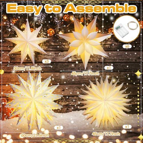 Image of Watersay 6 Pack Christmas Paper Snowflake Lantern with Lights