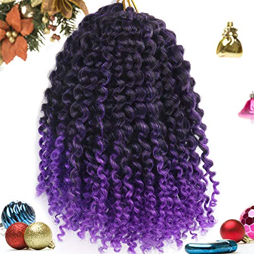 Passion Twist Hair 6 Packs Water Wave Synthetic Crochet Braids for Passion Twist Braiding Hair Bohemian Curl Hair Extensions (8Inch, 1B/Purple)