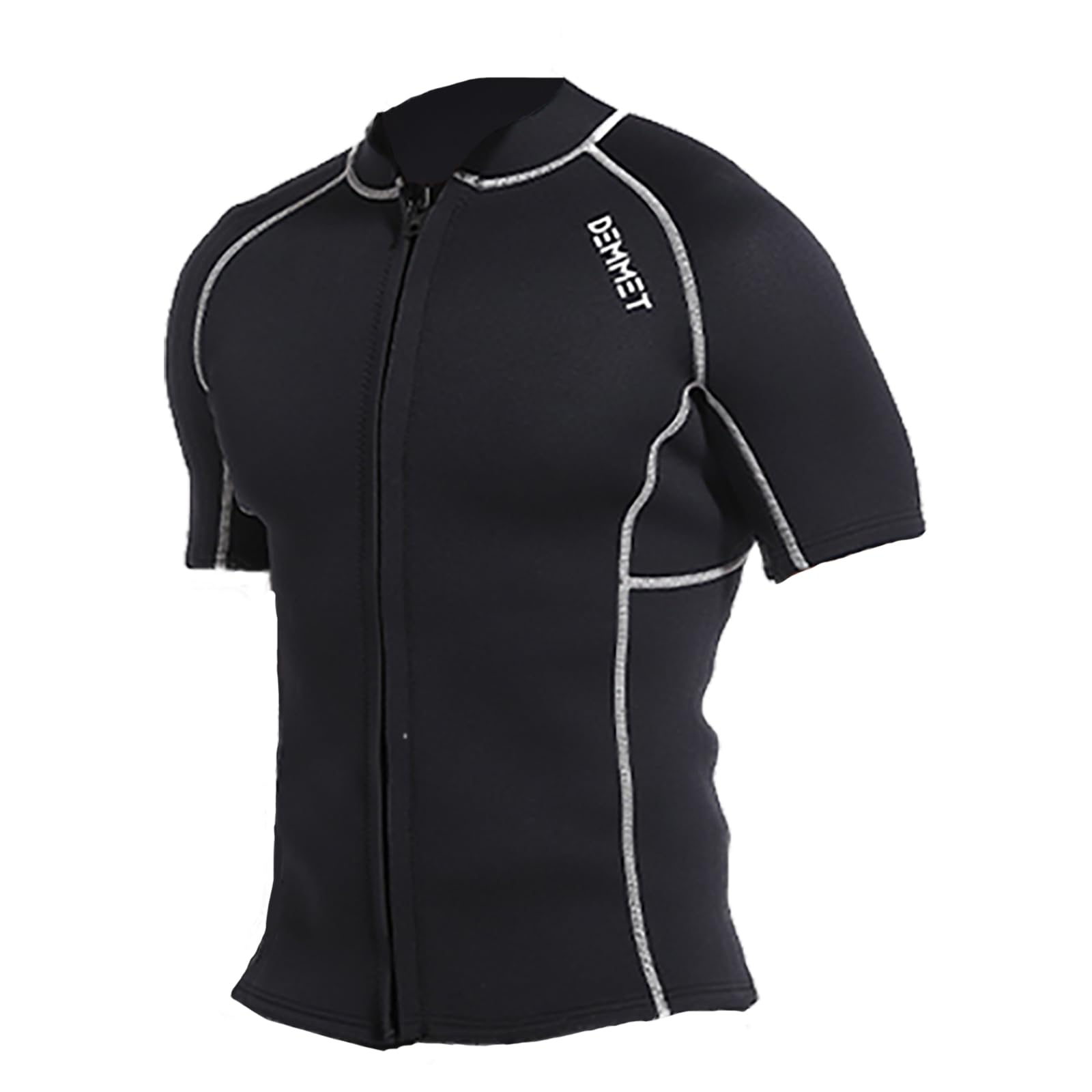 DEMMET Short Sleeve Wetsuit Top 1.5mm-3mm High Stretch Neoprene Short for Men Women Wetsuit Jacket Front Zip Wetsuit for Couples Swim Diving Snorkeling Canoe Surfing Kayaking (1.5mm Gray, Medium)