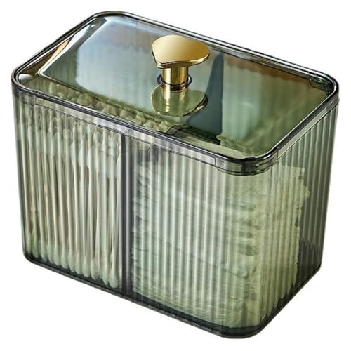 WIWIUXY Qtips Holder Bathroom Container,3-Section Cotton Ball/Swabs Dispenser,3 Grids Apothecary Jar Organizer, Cosmetics Storage for Vanity