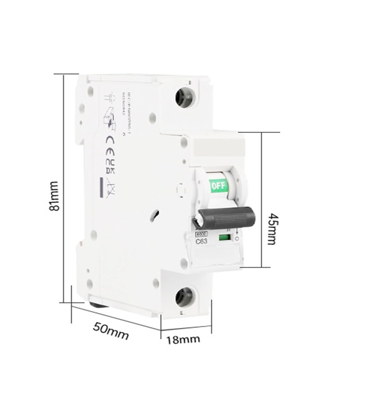 Miniaturowy wyłącznik automatyczny 1P 2P 3P 4P 50Hz, krzywa C, typ AC, 30mA, krótka ochrona przed przeciążeniem, montaż na szynie DIN 35mm