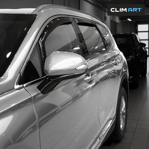 Image of CLIM ART in-Channel Incredibly Durable Rain Guards for Hyundai Santa Fe 2019-2023, Original Window Deflectors, Vent Window Visors, Vent Deflector, 4 pcs. - 619481