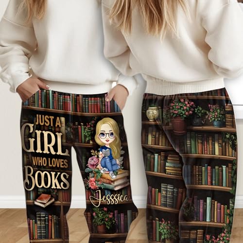 Book Lover Personalized Joggers, Just A Girl Who Loves Books Gift, Reader Sweatpants2