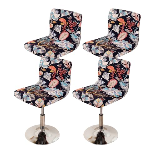 Image of FUANGUI Bar Stool Covers Set of 4, Stretch Bar Stool Chair Cover Slipcovers, Floral Print Counter Stool Bar Chair Covers for Kitchen Pub Dining Room (Floral Blue)