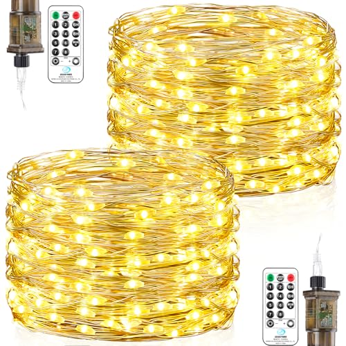 Forepin Lichterkette Innen mit Stecker, 2 Stück 18M 150LED Warmweiß...