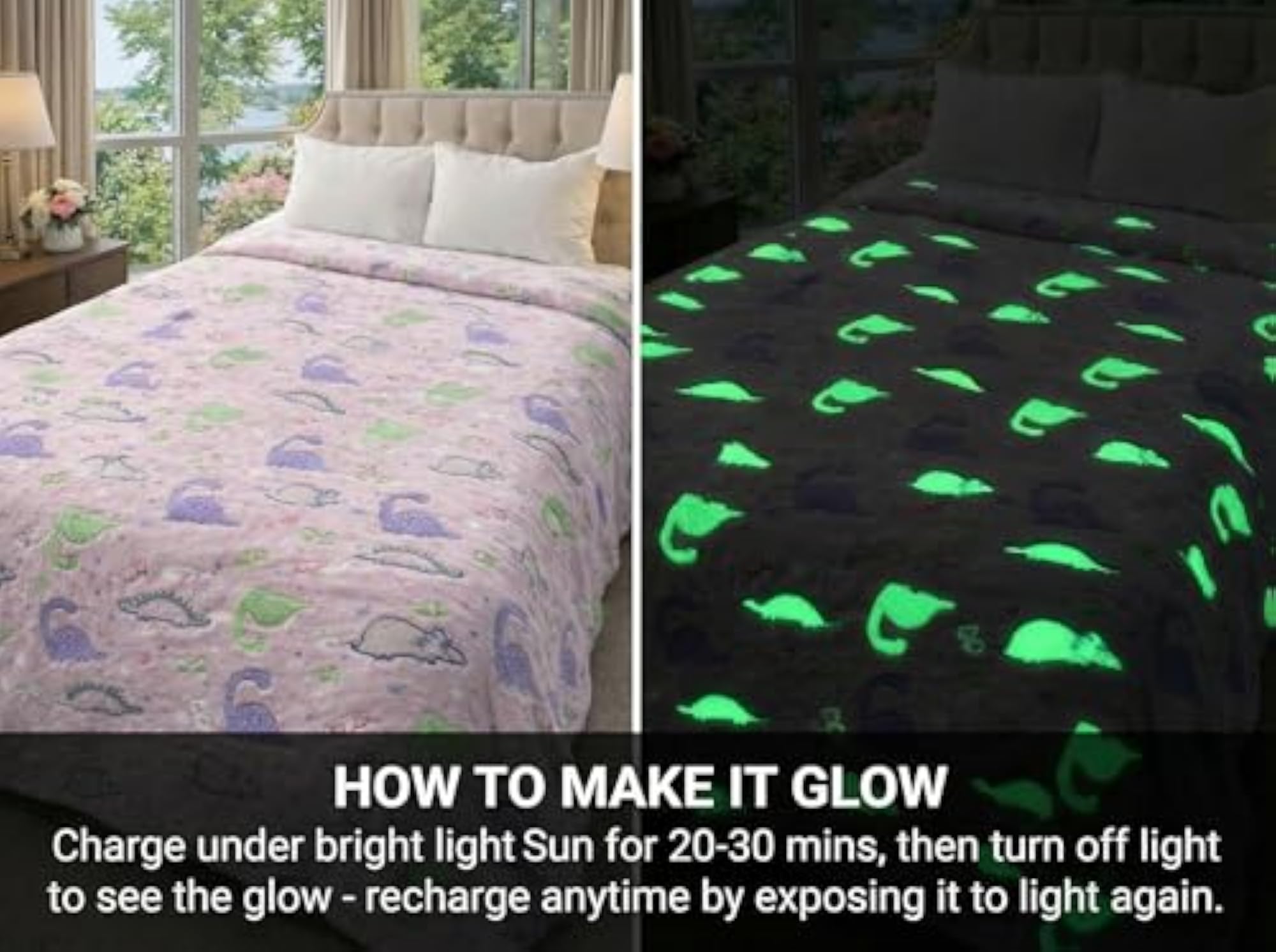 Glow in Dark Blanket for Kids, Soft Flannel Fleece