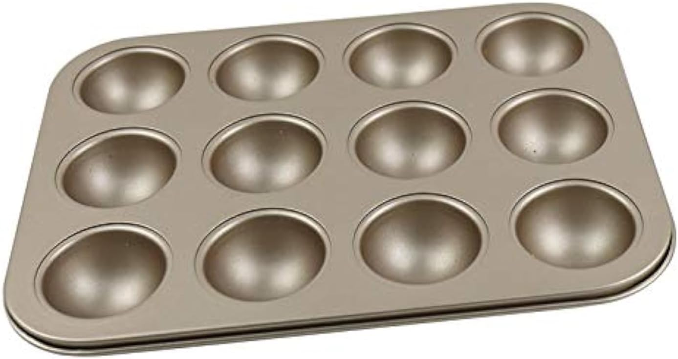 12 Cavity Half Sphere Carbon Steel Cake Molds Carbon Steel Muffin Pan Cake Tins DIY Molds for Baking Cake Chocolate Cupcake Or Soap